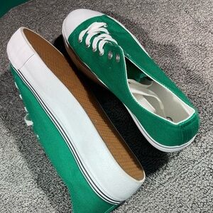 Green and White Canvas Sneakers
